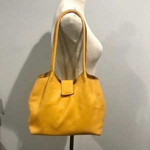 Mustard Yellow leather medium tote bag by bogabag